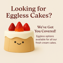 Eggless Fresh Cream Cake Available