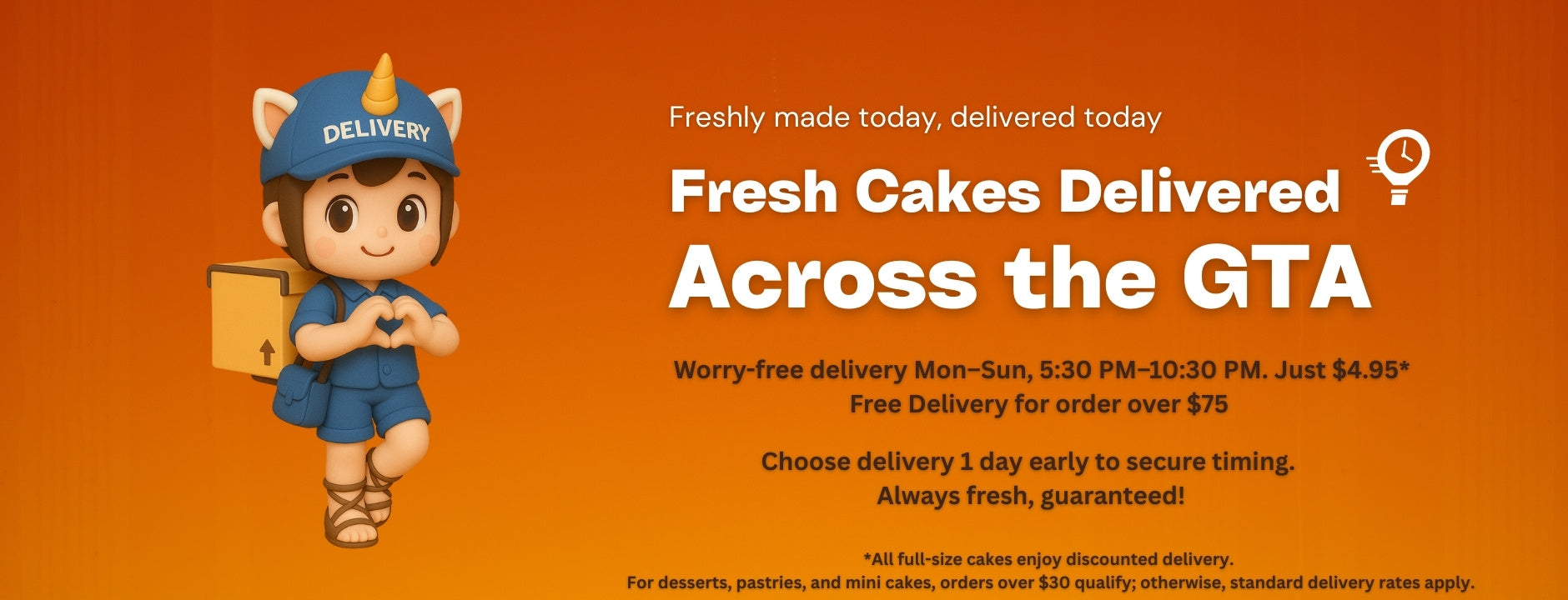 The Place delivery information with a warm delivery guy hold's hearts