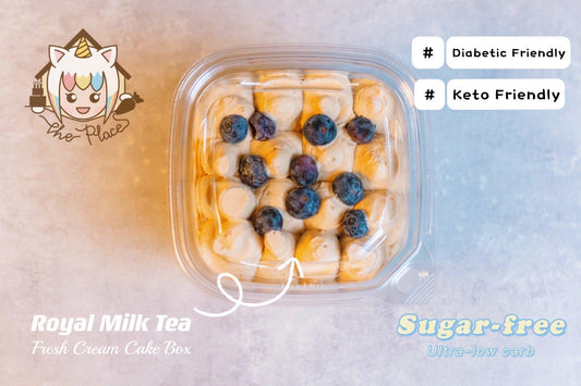 [KETO & DIABETIC, 0 Sugar] Milk Tea Fresh Cream Box - 16 Oz - Cake - Dessert - Birthday - Event -The Place Toronto