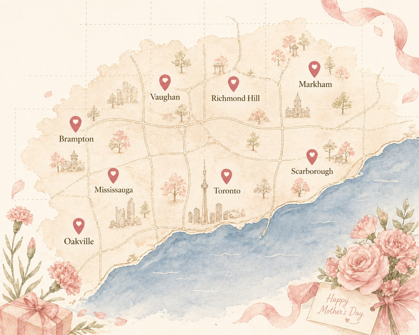 Toronto and GTA delivery coverage visual for The Place