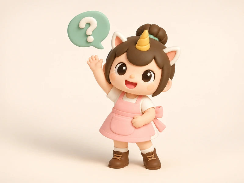 Creamie raising a hand with a question bubble