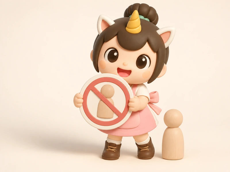 Creamie crossing her arms in a friendly no gesture