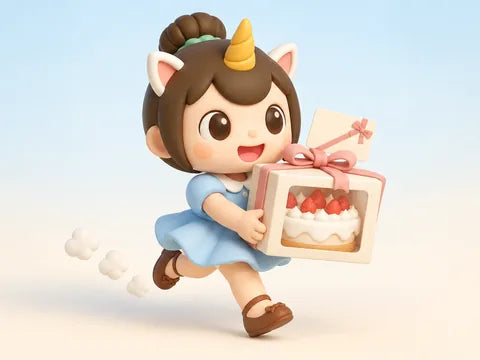 Creamie holding a gift card, Today or tomorrow cakes