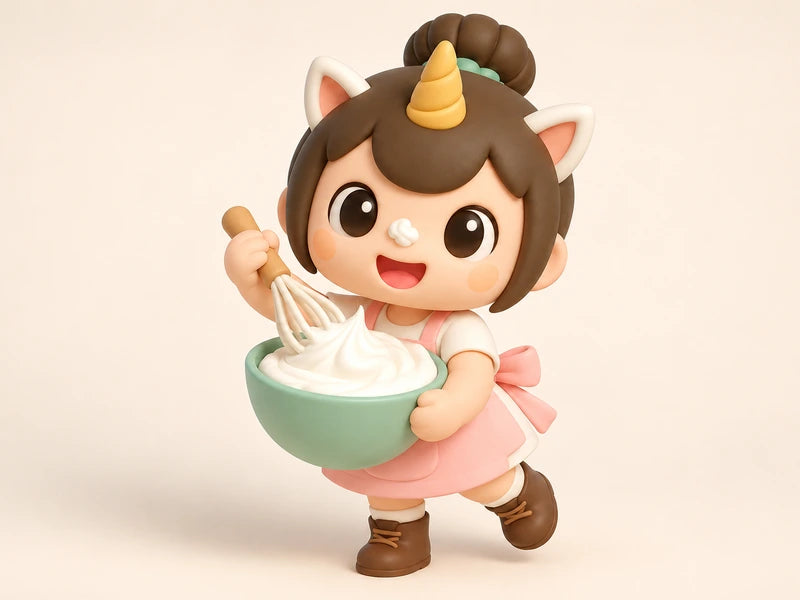 Creamie whipping a big bowl of fresh cream